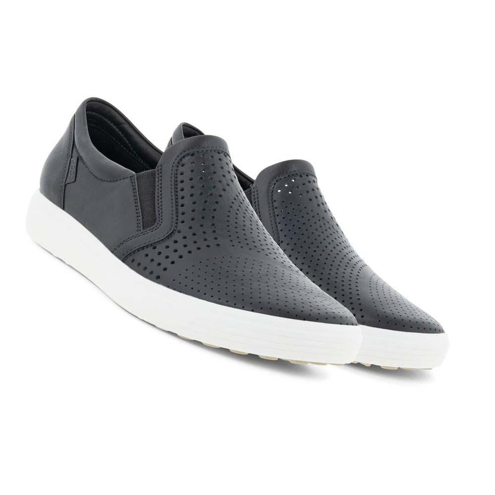 Women's Ecco Soft 7 Slip-on Sneakers Black | Canada 244EBC